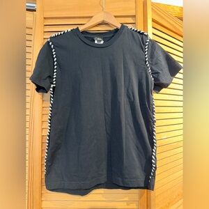 Diesel Black Short-Sleeve Tee with Black-and-White Rope Trim